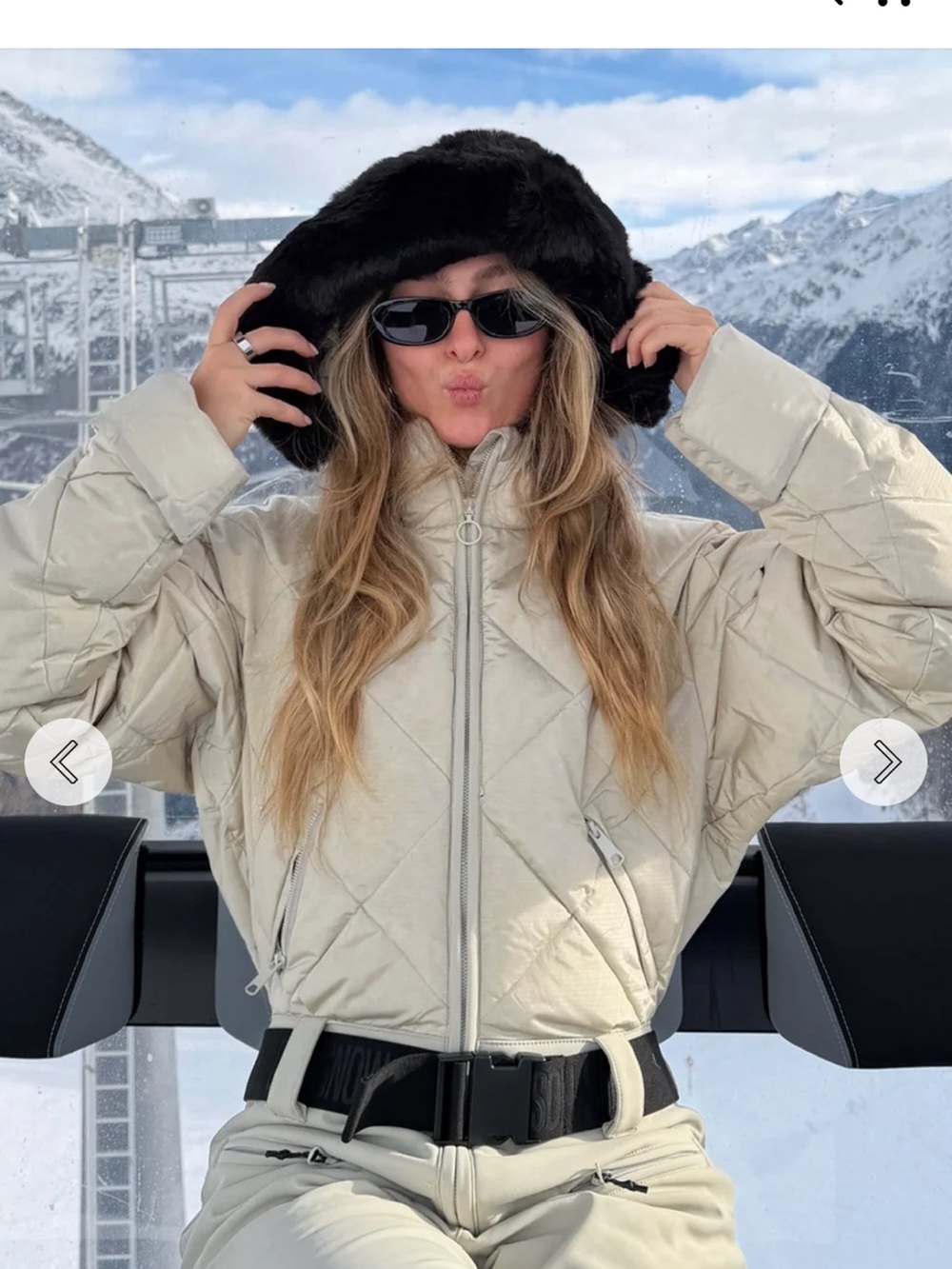 Women's Cream Diamond-Quilt Puffer Jacket with Hood